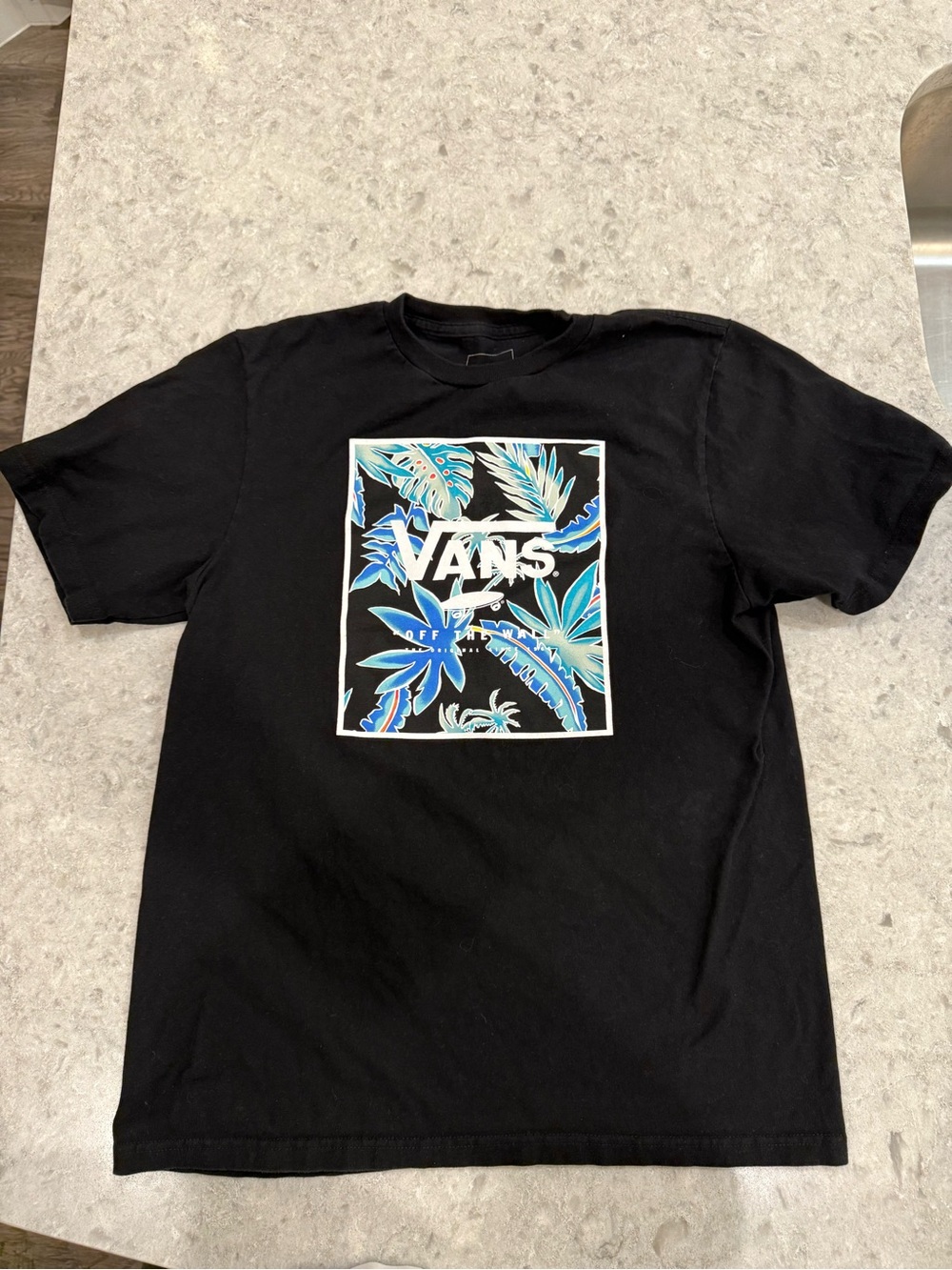 Vans Off The Wall Tropical Floral Graphic T-Shirt Black Youth XL 14+